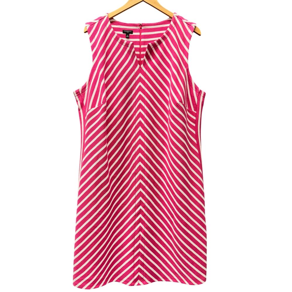 Talbots Pink and White Striped Sleeveless Shift Dress